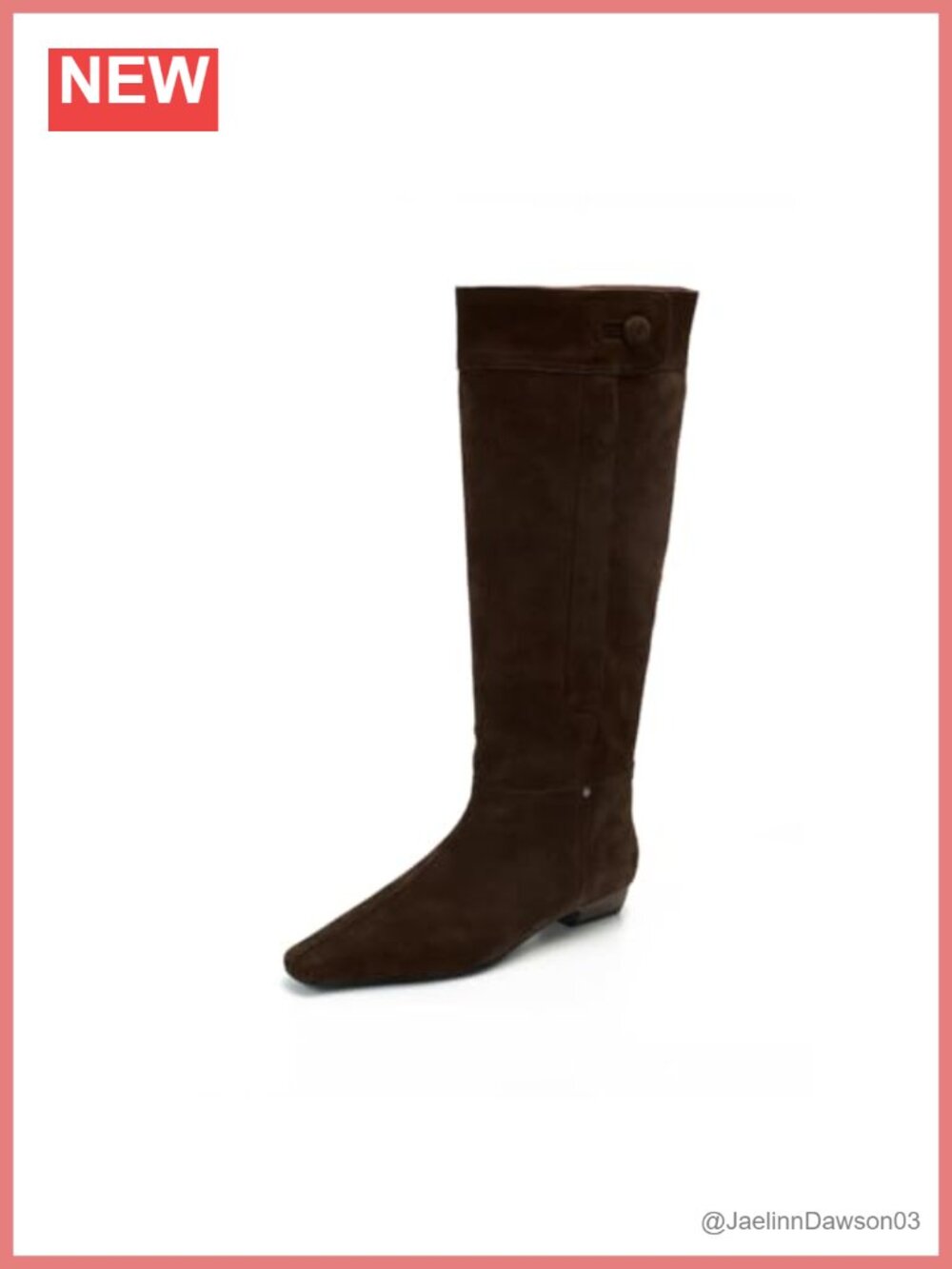 Nubuck Genuine Leather Knee High Boots Low Heel Square Toe Chelsea